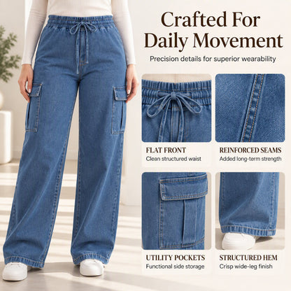 ⏳LAST DAY SALES - 60% OFF🔥Women's Cargo Jeans with Elastic Drawstring Waist