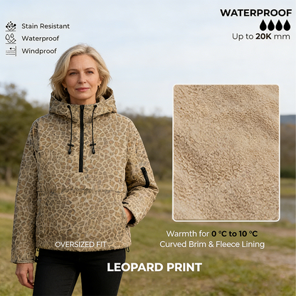 🏆🧥2026 New Year Sale-49% OFF🔥🫧Womens Waterproof Oversized Hoodie Coat Warm Half Zip Rain Jacket