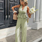 🔥New Hot Sales - 49% OFF✨ Women’s Elegant Stripe 2-Piece Outfit – Flattering V-Neck Top & Relaxed Wide-Leg Trousers 🌸