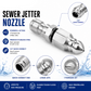 6500 PSI Stainless Steel Sewer Jetter Nozzle – 1/4" Quick Connect Drain Cleaning Attachment for Pressure Washers